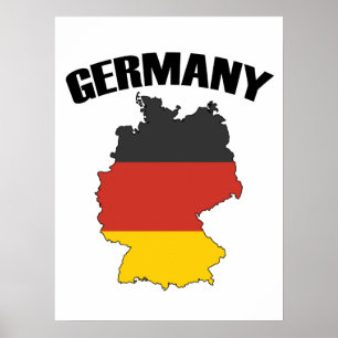 Affiche Carte Allemagne - Drapeau allemand - Deutschland T