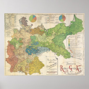Affiche Carte allemande 1895 - Allemagne