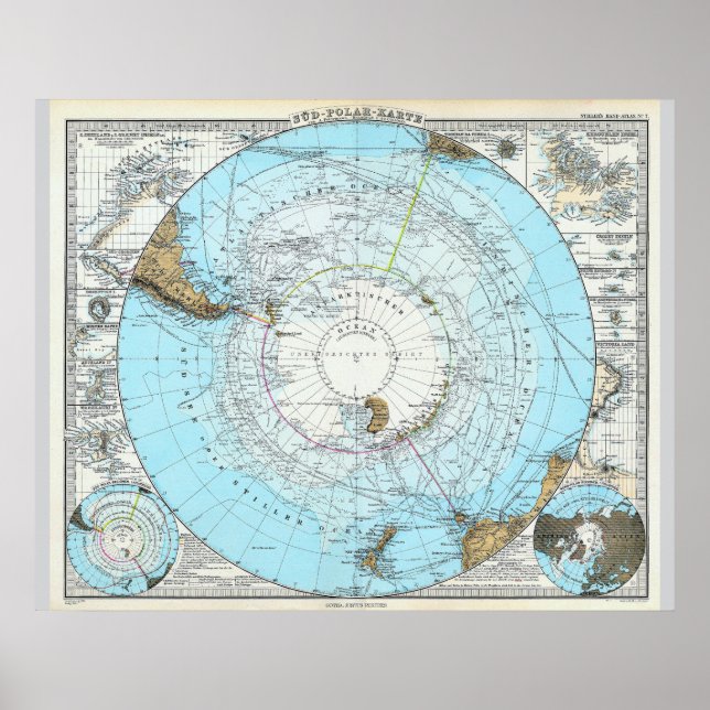 Affiche Carte allemande du pôle Nord (1891) (Devant)