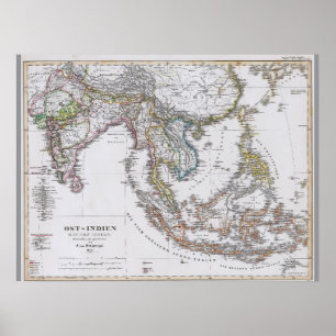 Affiche Carte allemande du sud-est asiatique (1850)