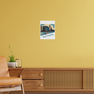 Affiche Carte Amsterdam Pays-Bas