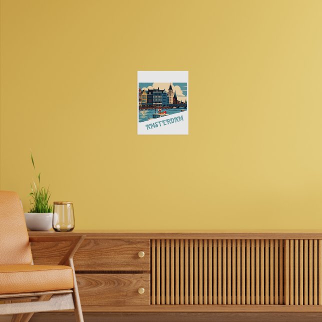 Affiche Carte Amsterdam Pays-Bas (Salon 2)