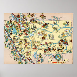 Affiche Carte amusante du Montana