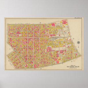 Affiche Carte ancienne de Brooklyn   George Washington Bro