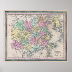 Affiche Carte ancienne de Chine, 1853