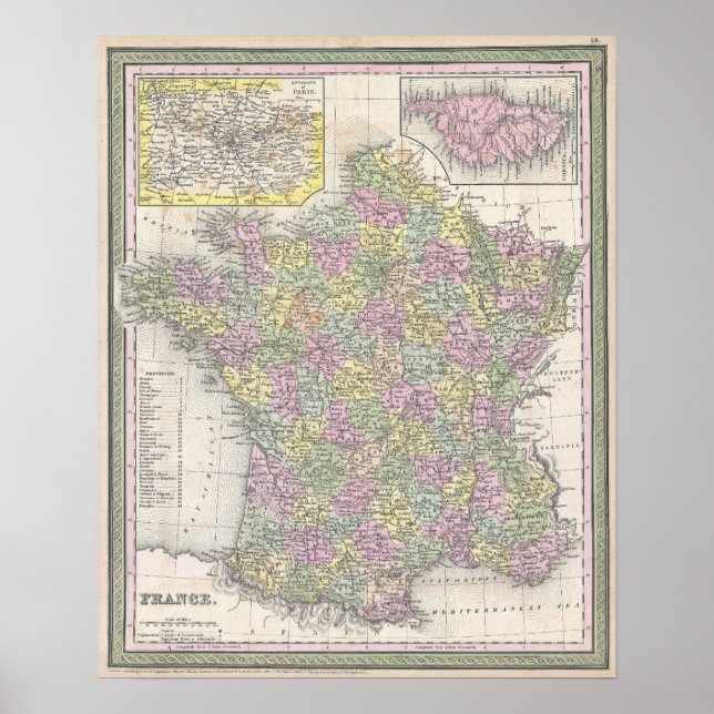 Affiche Carte ancienne de France, 1853 (Devant)
