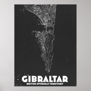 Affiche Carte ancienne de Gibraltar