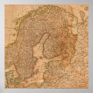 Affiche Carte ancienne de l'Europe