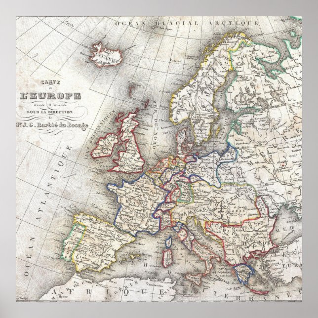 Affiche Carte ancienne de l'Europe (Devant)