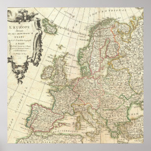 Affiche Carte ancienne de l'Europe