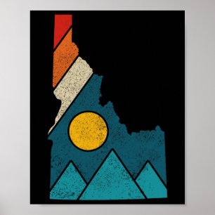 Affiche Carte ancienne de l'Idaho Montagnes Randonnée Camp