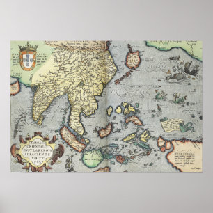 Affiche Carte ancienne de l'Inde 1592