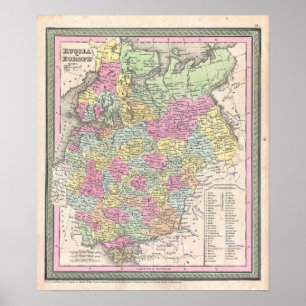 Affiche Carte ancienne de Russie, 1853