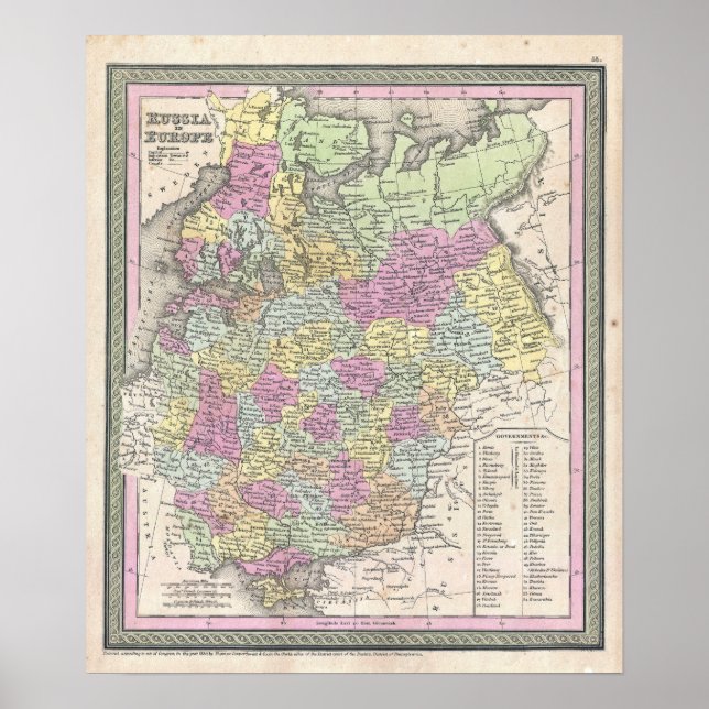 Affiche Carte ancienne de Russie, 1853 (Devant)