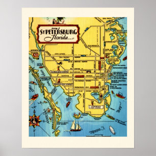 Affiche Carte ancienne de St. Petersburg