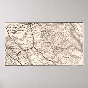 Affiche Carte ancienne de Yosemite 1876