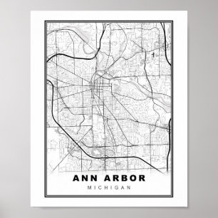 Affiche Carte Ann Arbor