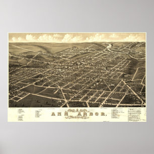 Affiche Carte Ann Arbor Birdseye
