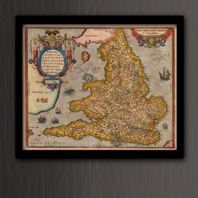 Affiche Carte antique d'Angleterre de 1573 (Créateur téléchargé)