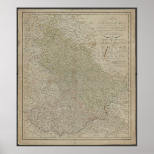 Affiche Carte antique de 1799 de Silésie et Moravie, histo