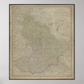 Affiche Carte antique de 1799 de Silésie et Moravie, histo