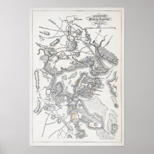 Affiche Carte antique de Boston 1775-1776