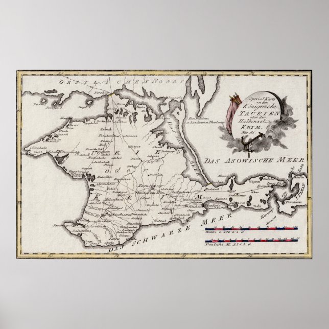 Affiche Carte antique de Crimée, la péninsule de Crimée 17 (Devant)