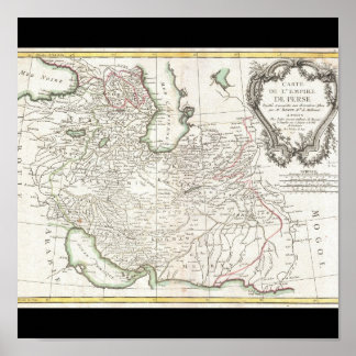 Affiche Carte antique de la Perse - Iran, Afghanistan & Ir