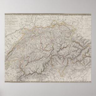 Affiche Carte antique de la Suisse
