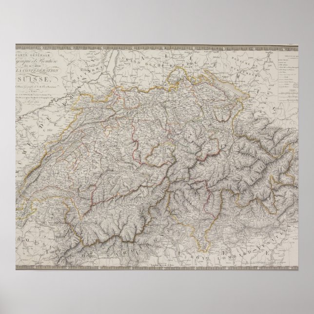 Affiche Carte antique de la Suisse (Devant)