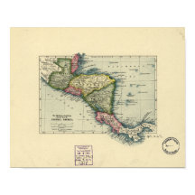 Carte antique de l'Amérique centrale - 1902