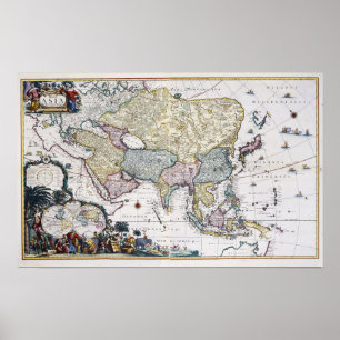 Affiche Carte antique de l'Asie   1696