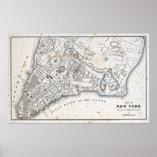 Affiche Carte antique de New York