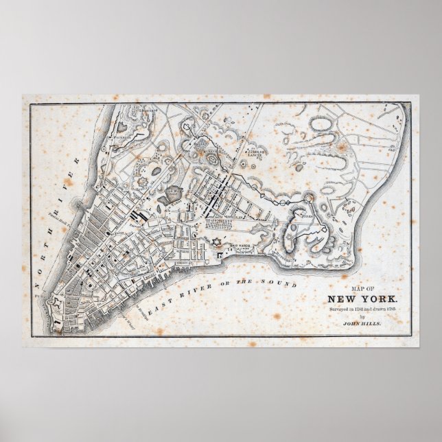 Affiche Carte antique de New York (Devant)