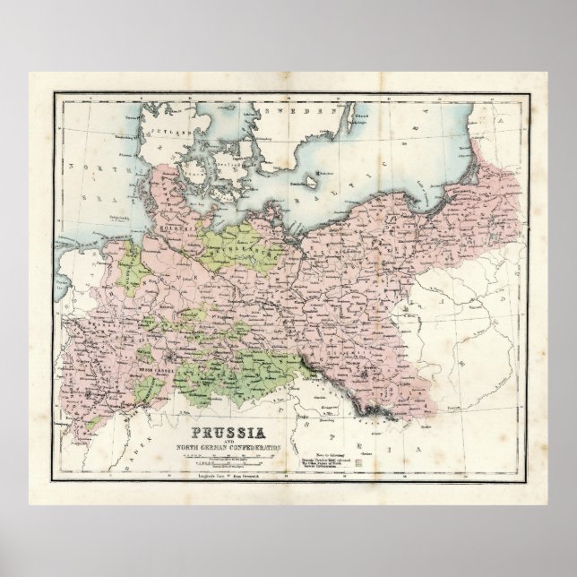 Affiche Carte antique de Prusse (Devant)