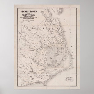 Affiche Carte antique d'Ocracoke la Virginie 1867