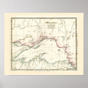 Affiche Carte antique du lac Supérieur