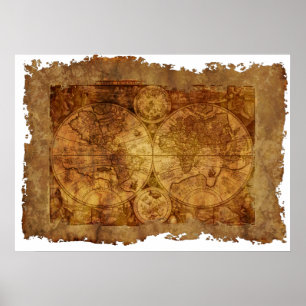 Affiche Carte antique du monde