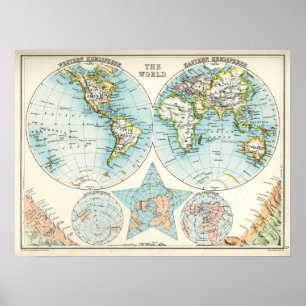 Affiche Carte antique du monde