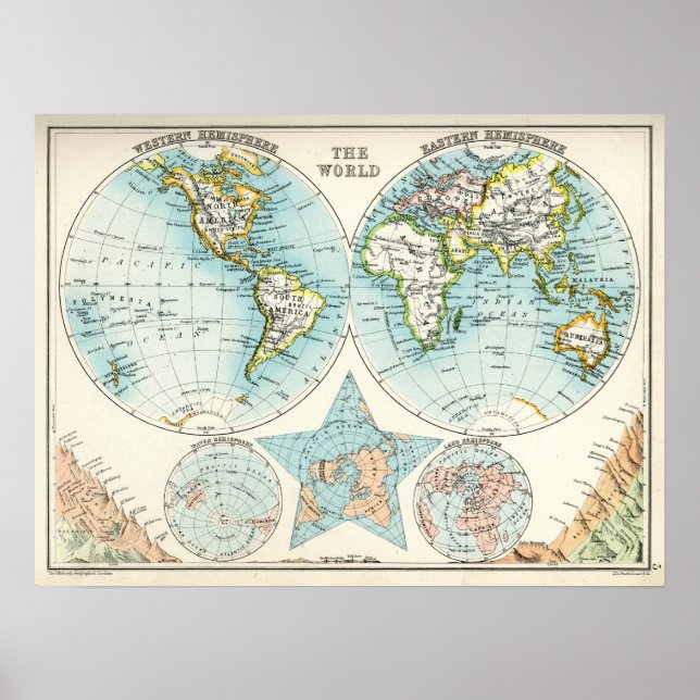 Affiche Carte antique du monde (Devant)