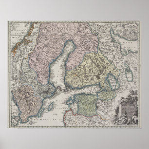 Affiche Carte antique scandinave