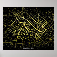 Carte Art Style Or Copenhague