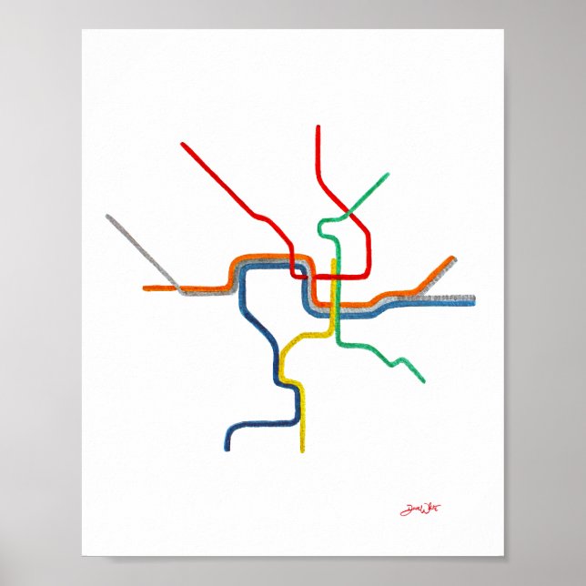 Affiche Carte artistique du métro de Washington DC (Devant)