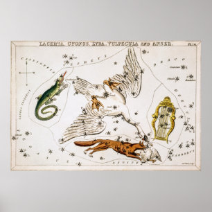 Affiche Carte astronomique céleste vintage