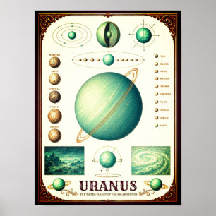 Affiche Carte astronomique d'Uranus et de ses lunes