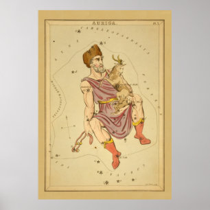 Affiche Carte astronomique Vintage Auriga Charioteer