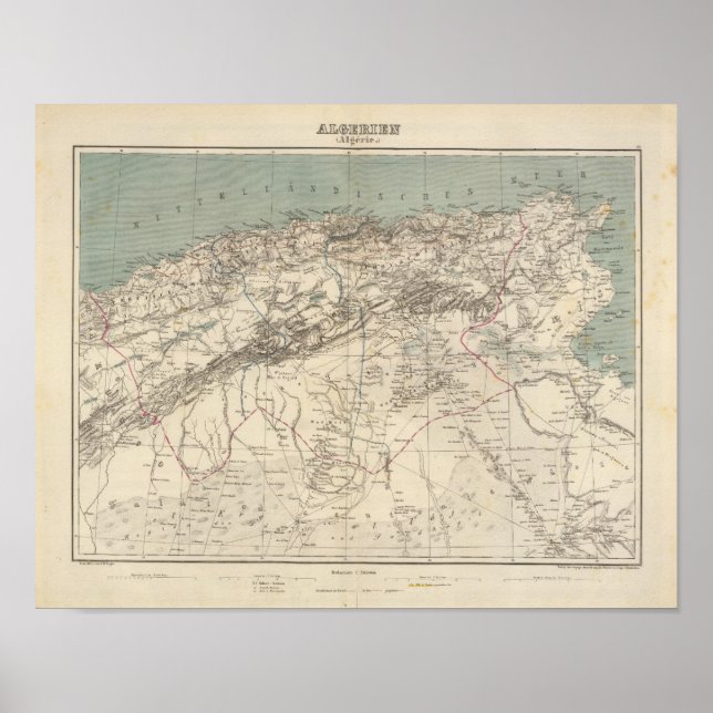 Affiche Carte Atlas Algérie (Devant)