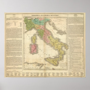 Affiche Carte Atlas Chonologie Italie