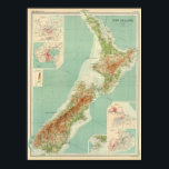Affiche Carte Atlas de la Nouvelle-Zélande<br><div class="desc">Nouvelle-Zélande. Par Bartholomew,  J. G. (John Georg),  1860-1920; John Bartholomew & Co. (1920). Publié par ''Londres : The Times".</div>