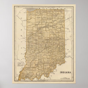 Affiche Carte Atlas de l'Indiana